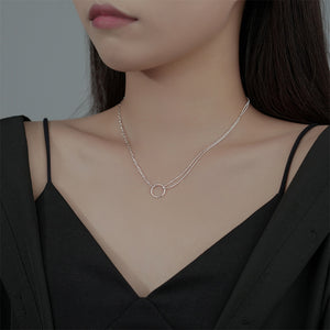 925 Sterling Silver Simple and Fashion Geometric Circle Pendant with Necklace