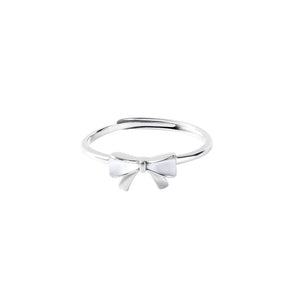 925 Sterling Silver Simple Sweet Ribbon Mother-of-pearl Adjustable Ring