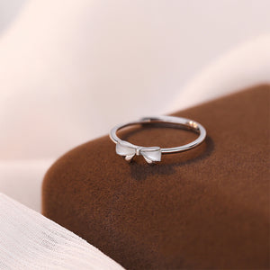 925 Sterling Silver Simple Sweet Ribbon Mother-of-pearl Adjustable Ring