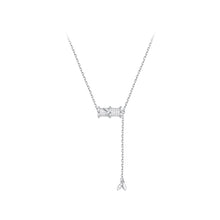 Load image into Gallery viewer, 925 Sterling Silver Fashion Bamboo Tassel Pendant with Cubic Zirconia and Necklace