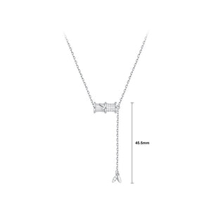 925 Sterling Silver Fashion Bamboo Tassel Pendant with Cubic Zirconia and Necklace