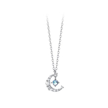 Load image into Gallery viewer, 925 Sterling Silver Fashion Simple Moon Pendant with Cubic Zirconia and Necklace