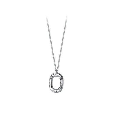 925 Sterling Silver Simple Personality Irregular Pattern Hollow Geometric Pendant with Necklace