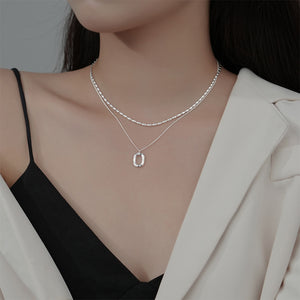 925 Sterling Silver Simple Personality Irregular Pattern Hollow Geometric Pendant with Necklace