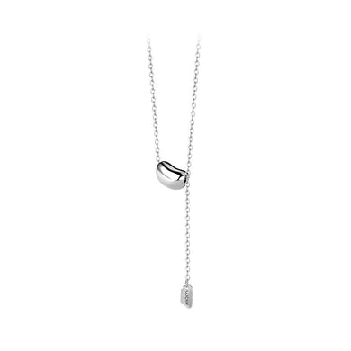 925 Sterling Silver Fashion Simple Small Gold Bean Tassel Pendant with Necklace