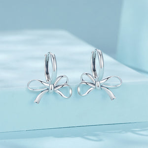 925 Sterling Silver Simple Sweet Ribbon Earrings