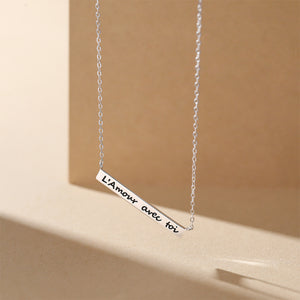 925 Sterling Silver Simple and Fashion English Long Geometric Pendant with Necklace