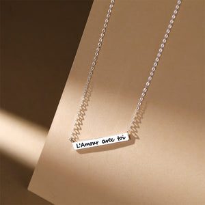 925 Sterling Silver Simple and Fashion English Long Geometric Pendant with Necklace