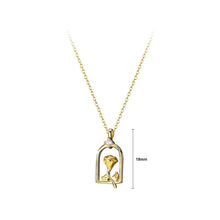 Load image into Gallery viewer, 925 Sterling Silver Plated Gold Simple Temperament Rose Pendant with Cubic Zirconia and Necklace