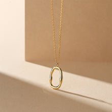 Load image into Gallery viewer, 925 Sterling Silver Plated Gold Simple and Fashion Irregular Hollow Oval Pendant with Necklace