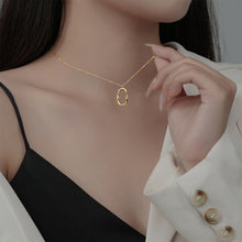 Load image into Gallery viewer, 925 Sterling Silver Plated Gold Simple and Fashion Irregular Hollow Oval Pendant with Necklace