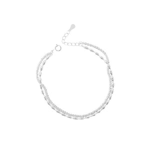 925 Sterling Silver Simple and Fashion Double Layer Geometric Bracelet