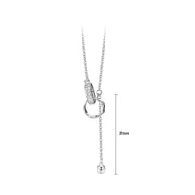 Load image into Gallery viewer, 925 Sterling Silver Fashion Simple Double Ring Tassel Pendant with Cubic Zirconia and Necklace