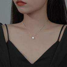 Load image into Gallery viewer, 925 Sterling Silver Simple and Elegant Geometric Imitation Pearl Pendant with Necklace