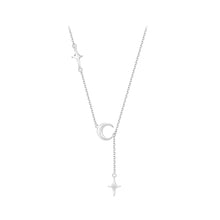 Load image into Gallery viewer, 925 Sterling Silver Fashion Simple Moon Tassel Star Pendant with Necklace