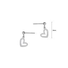 Load image into Gallery viewer, 925 Sterling Silver Simple and Sweet Hollow Heart Earrings with Cubic Zirconia
