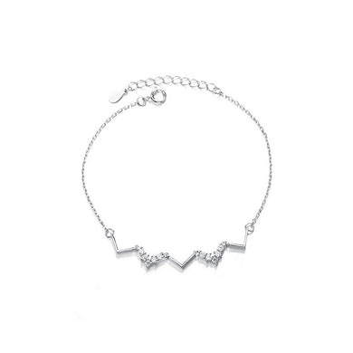 925 Sterling Silver Fashion Simple Wave Bracelet with Cubic Zirconia