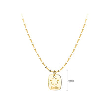 Load image into Gallery viewer, 925 Sterling Silver Plated Gold Simple and Fashion Smiley Geometric Square Pendant with Necklace