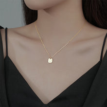 Load image into Gallery viewer, 925 Sterling Silver Plated Gold Simple and Fashion Smiley Geometric Square Pendant with Necklace