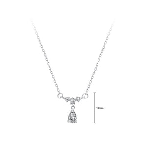 925 Sterling Silver Fashion and Simple Water Drop-shaped Pendant with Cubic Zirconia and Necklace