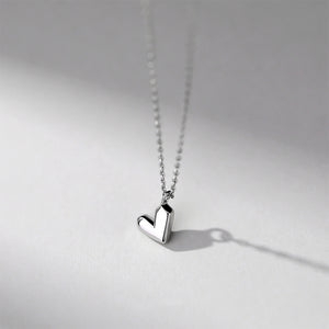 925 Sterling Silver Simple and Cute Heart-shaped Pendant with Necklace