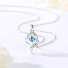Load image into Gallery viewer, 925 Sterling Silver Fashion and Elegant MOM Heart Water Drop Pendant with Blue Cubic Zirconia and Necklace