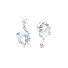 Load image into Gallery viewer, 925 Sterling Silver Fashion Creative Moon Butterfly Moonstone Tassel Earrings with Cubic Zirconia