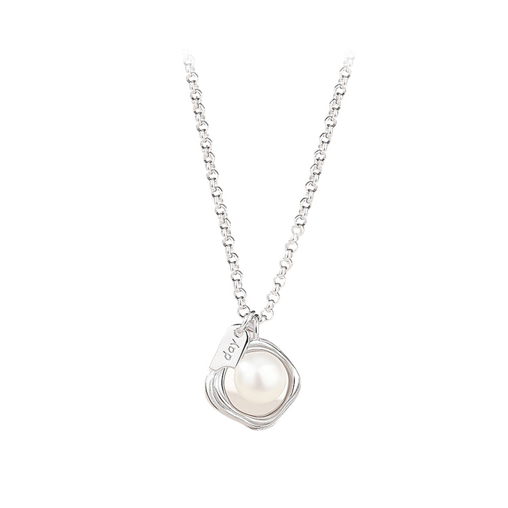 925 Sterling Silver Fashion and Creative Daytime Imitation Pearl Pendant with Necklace
