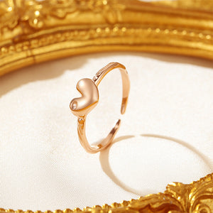 925 Sterling Silver Plated Rose Gold Simple Sweet Heart-shaped Irregular Texture Geometric Adjustable Open Ring