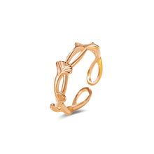 Load image into Gallery viewer, 925 Sterling Silver Plated Rose Gold Simple Temperament Ginkgo Leaf Adjustable Open Ring