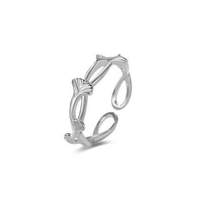925 Sterling Silver Simple Temperament Ginkgo Leaf Adjustable Open Ring