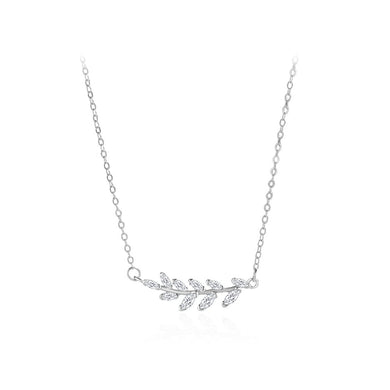 925 Sterling Silver Simple and Fashion Wheat Pendant with Cubic Zirconia and Necklace
