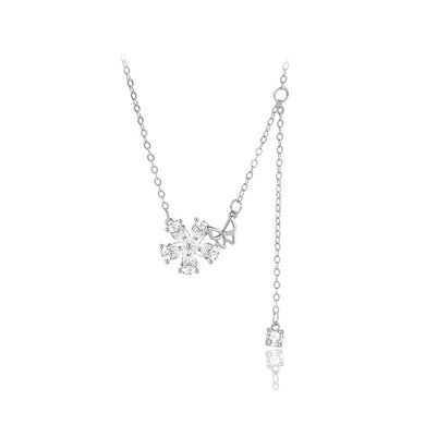 925 Sterling Silver Fashion Simple Flower Butterfly Tassel Pendant with Cubic Zirconia and Necklace