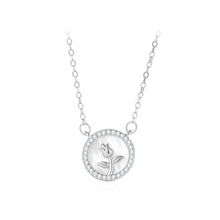 Load image into Gallery viewer, 925 Sterling Silver Fashion Romantic Rose Mother-of-pearl Geometric Pendant with Cubic Zirconia and Necklace