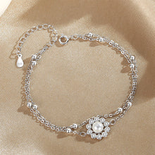 Load image into Gallery viewer, 925 Sterling Silver Fashion and Elegant Flower Imitation Pearl Double Layer Bracelet with Cubic Zirconia
