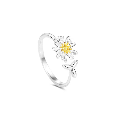 925 Sterling Silver Fashion Temperament Daisy Adjustable Open Ring