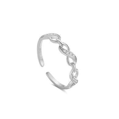 925 Sterling Silver Fashion Simple Infinity Symbol Adjustable Open Ring with Cubic Zirconia