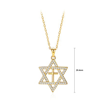 Load image into Gallery viewer, 925 Sterling Silver Plated Gold Fashion and Simple Six-pointed Star Pendant with Cubic Zirconia and Necklace