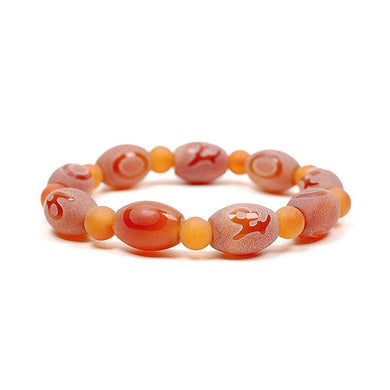 Lucky Dzi Bead Bracelet - Lucky Word (Frosted Surface)