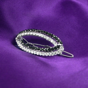 Elegant Barrette with Black and Silver Austrian Element Crystal