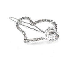 Load image into Gallery viewer, Elegant Heart Barrette with Silver Austrian Element Crystal