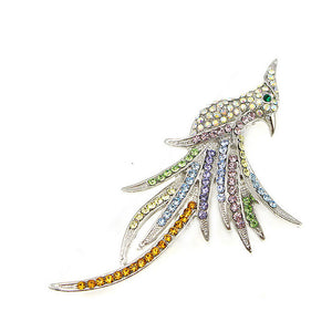 Elegant Phoenix Brooch with Multi-color Austrian Element Crystals