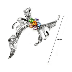 Elegant Ribbon Brooch with multi-color Austrian Element Crystal