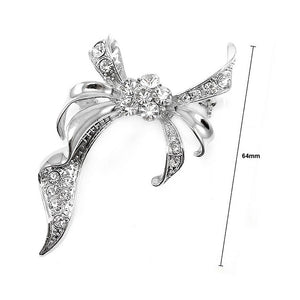 Elegant Ribbon Brooch with Silver Austrian Element Crystal
