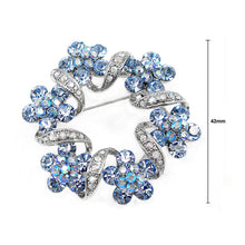 Load image into Gallery viewer, Elegant Flower Brooch with Blue Austrian Element Crystal