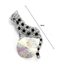 Load image into Gallery viewer, Elegant Leopard Brooch with Black and Silver Austrian Element Crystal
