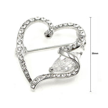 Load image into Gallery viewer, Elegant Heart Brooch with Silver Austrian Element Crystal