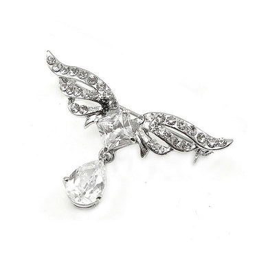 Elegant Wing Brooch with Silver Austrian Element Crystal