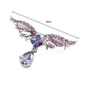 Elegant Wing Brooch with Purple Austrian Element Crystal