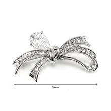 Load image into Gallery viewer, Elegant Ribbon Brooch with Silver Austrian Element Crystal